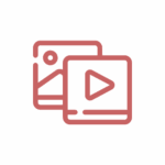 Icon showing video lessons, representing step-by-step instructions.