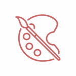 Icon of a paintbrush and palette, representing a printable floral stencil for decorating bread.