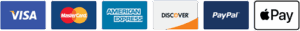 payment-icons Payment options include Visa, MasterCard, American Express, Discover, PayPal, and Apple Pay
