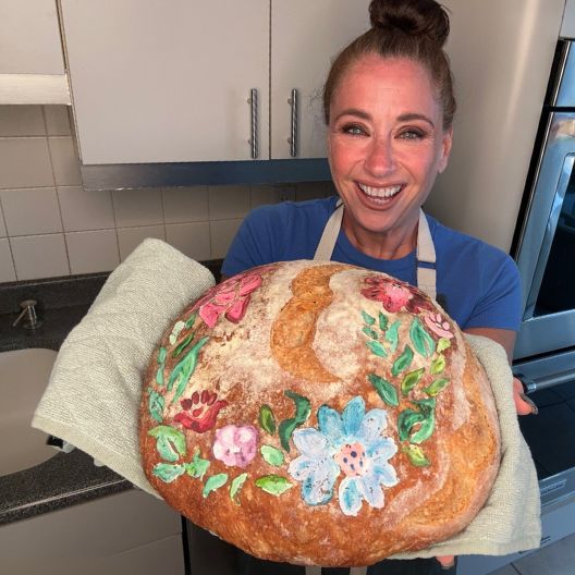 presenting painted bread Sharon presents beautifully painted, freshly baked bread